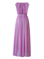 Pink One-Shoulder Pleated Dress
