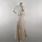 Flowering Girl Women Venus Champagne Stitched High-Waisted Fishtail Midi Dress