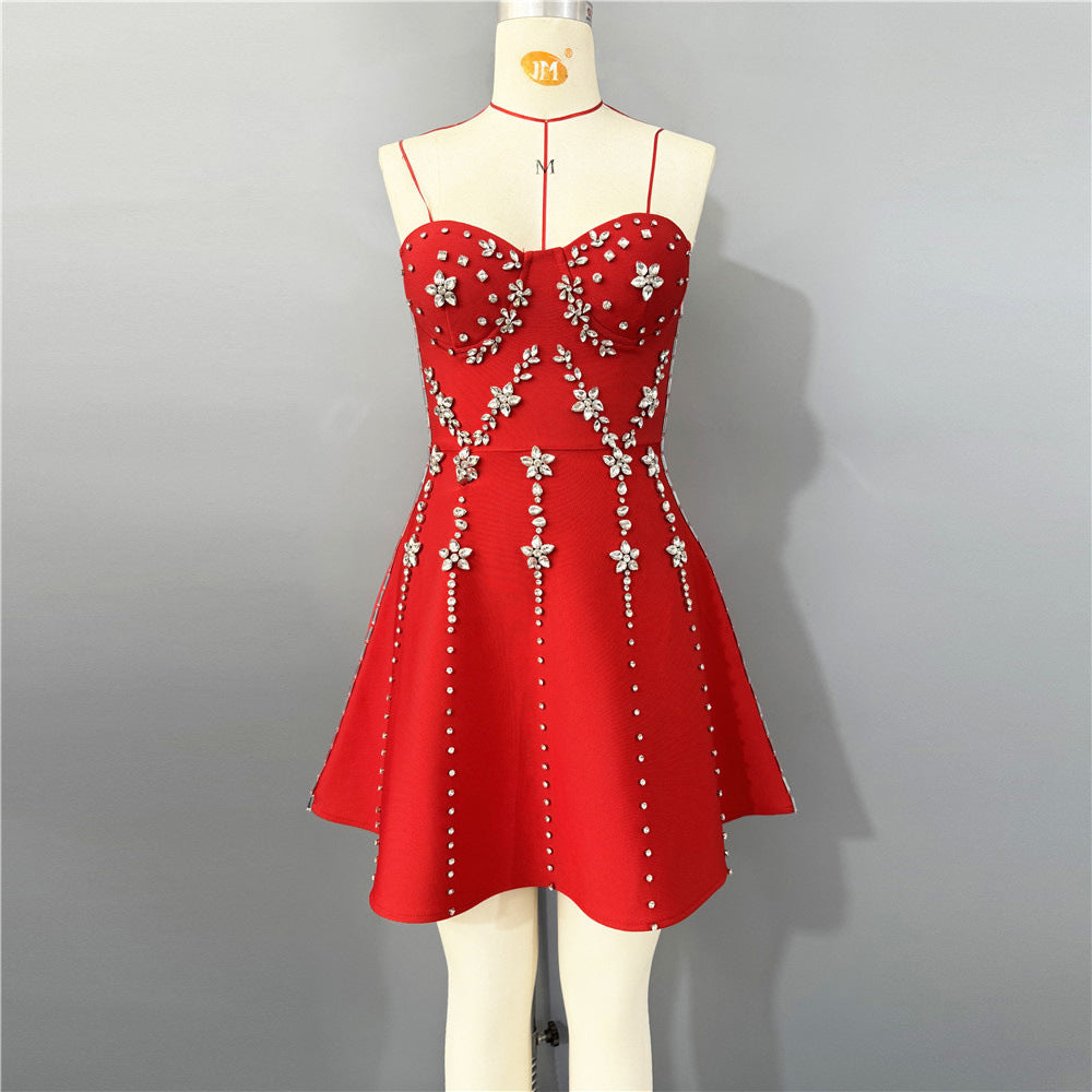 Flowering Girl Women Julie Strapless Diamond Bandage Mini Dress