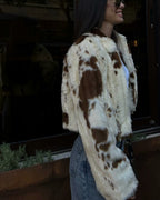 Flowering Girl Women leopard print fur coat