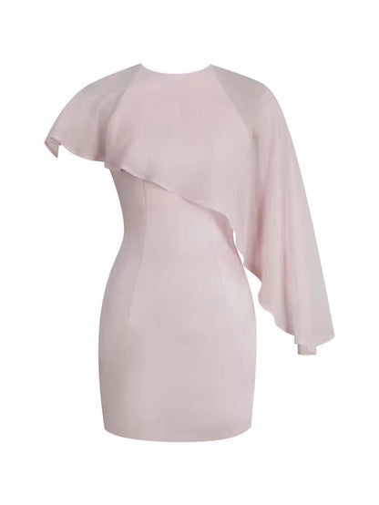 wendy cape  bodycon mini dress - pink