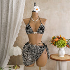 crochet three-piece beach swimsuit