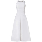 Ava Rhinestone Sleeveless Full Skirt Dress-White