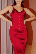 Katherine Satin Bodycon Corset Mini Dress In Red