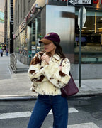 Flowering Girl Women leopard print fur coat