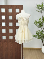 Flowering Girl Women evelyn One-shoulder layered ruffle mini dress - apricot
