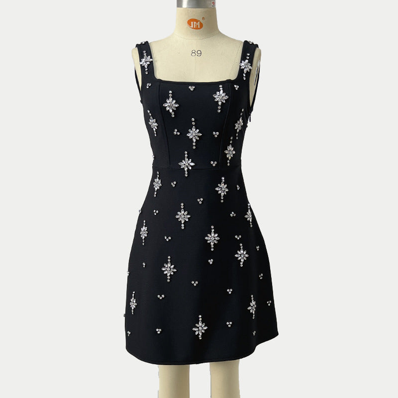 Flowering Girl Women Adora Sleeveless Diamond Bow Bandage Mini Dress In Black