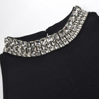 virginia Pearl Collar mini Dress in black