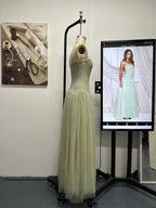 Flowering Girl Women sabrina tulle strapless maxi dress - green