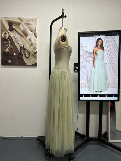 sabrina tulle strapless maxi dress - green