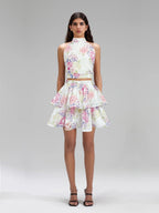 Flowering Girl Women jessica printed backless halter top skirt set in pink
