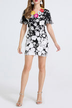 Flowering Girl Women Letitia 3d Floral Embroidery Mini Dress In Black