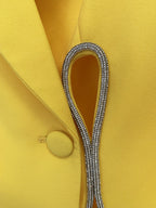 Flowering Girl Women Yellow Double Breasted Pantsuit