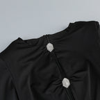 Flowering Girl Women crystal-embellished cutout black mini dress