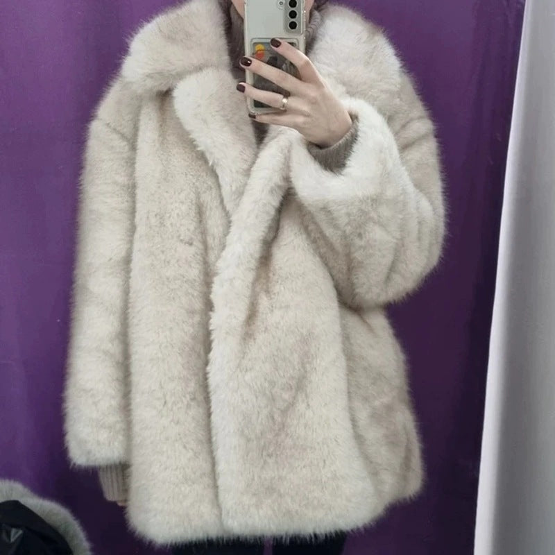 Flowering Girl Women imitation fox fur coat in winter