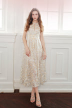 Gold Couture with Floral Embroidery Sequin Banquet Dress