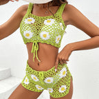 Flowering Girl Women daisy embellished hollow swimsuit