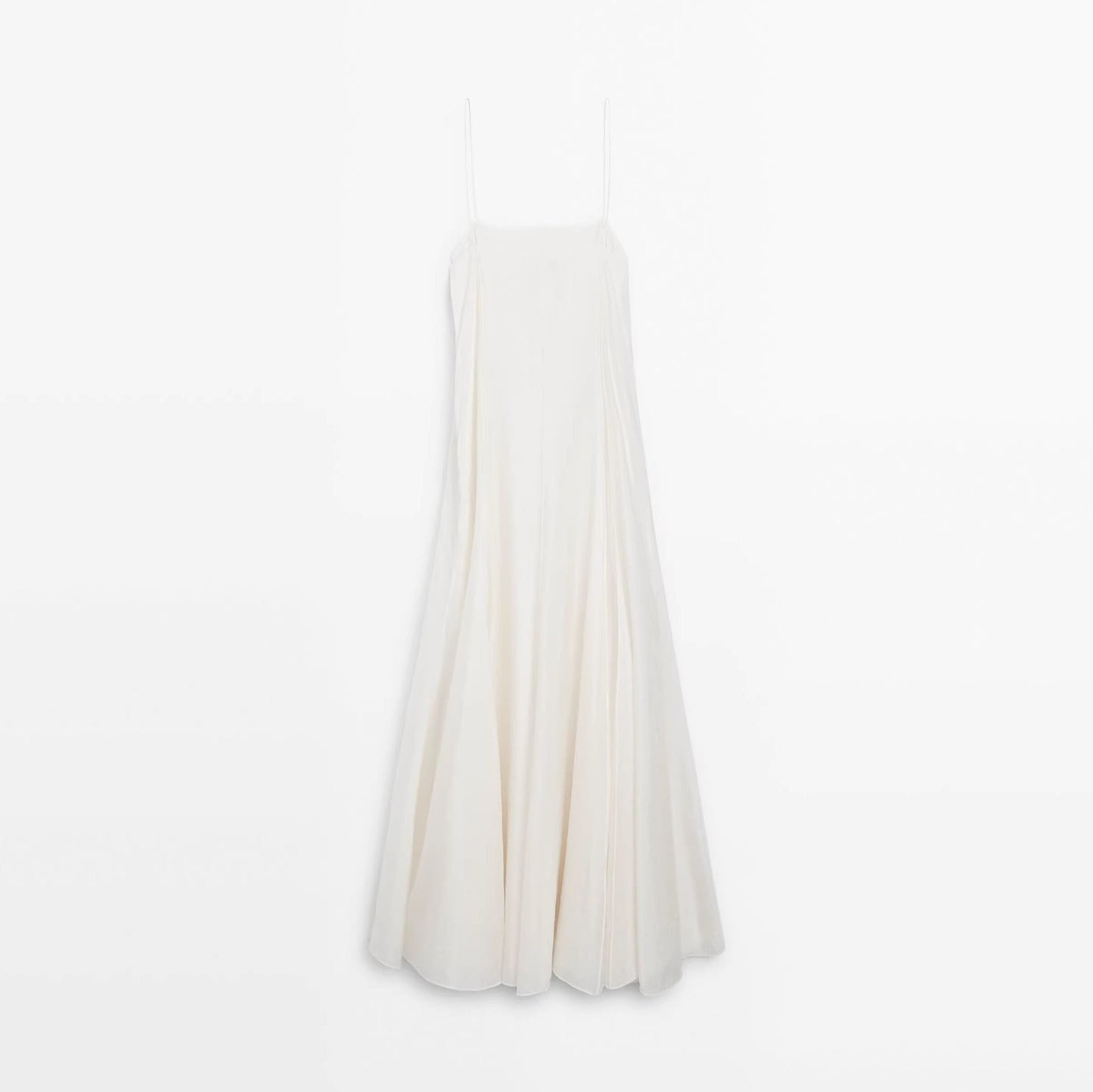 white off-shoulder drape long slip dress