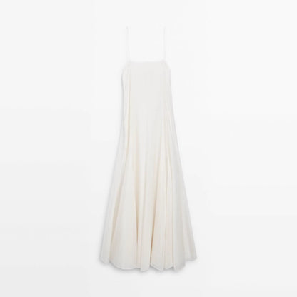 white off-shoulder drape long slip dress