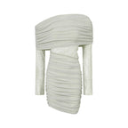 Matcha Lace Strapless Spliced Knitted Mini Dress
