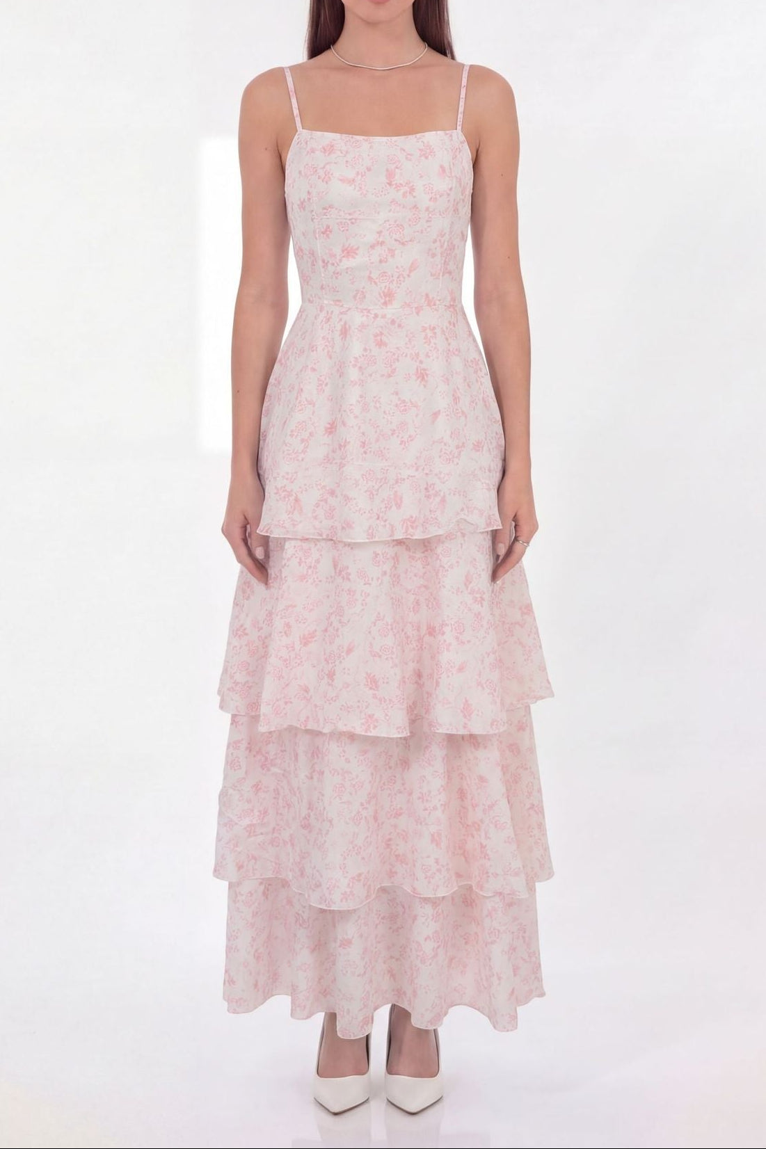 eileen floral print layer strappy maxi dress - pink
