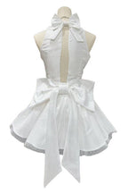 nora off-shoulder Backless lace bow mini dress in white