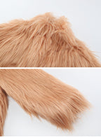 Flowering Girl Women nude pink fur coat