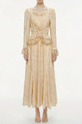 Rebecca Floral Lace Blouse & Skirt Set In Apricot