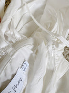 off-shoulder waist-cinching cotton puffy skirt with detachable straps