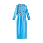 meroy square neck floral Beading Embroidery maxi dress in sky blue
