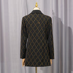 adelaide black Folded Collar Rhinestone Blazer