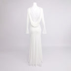 gloria DRAPED BACKLESS JERSEY MAXI DRESS in white