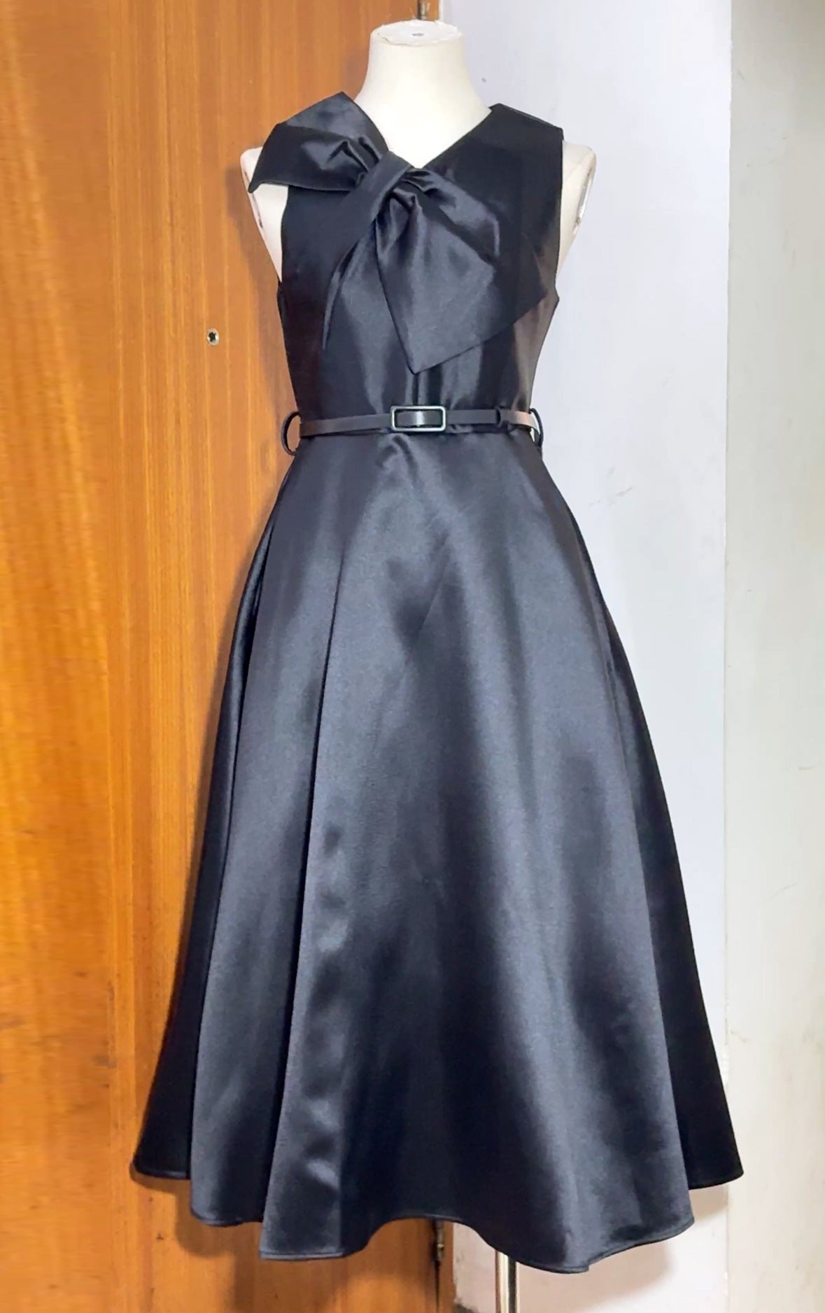 Flowering Girl Women Irregular Bow A-Line Midi Dress With Belt