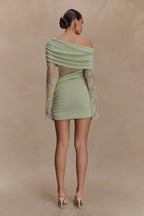Matcha Lace Strapless Spliced Knitted Mini Dress