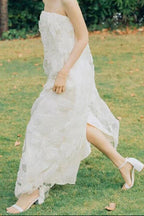 Floral Appliqué Strapless Maxi Dress
