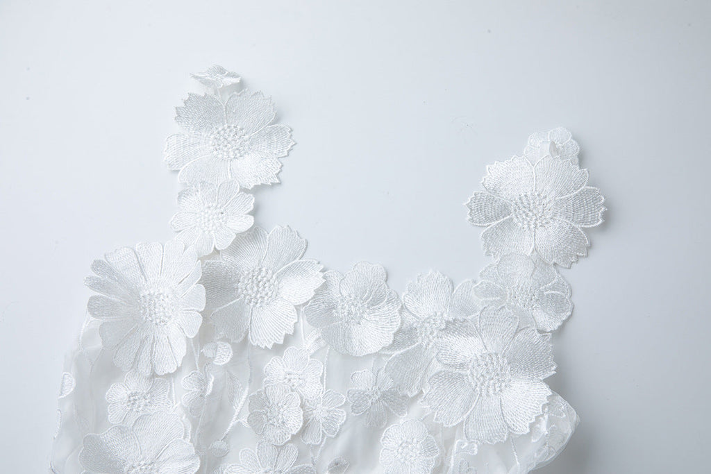 Flowering Girl Women georgia 3d Floral Lace mini Dress in white