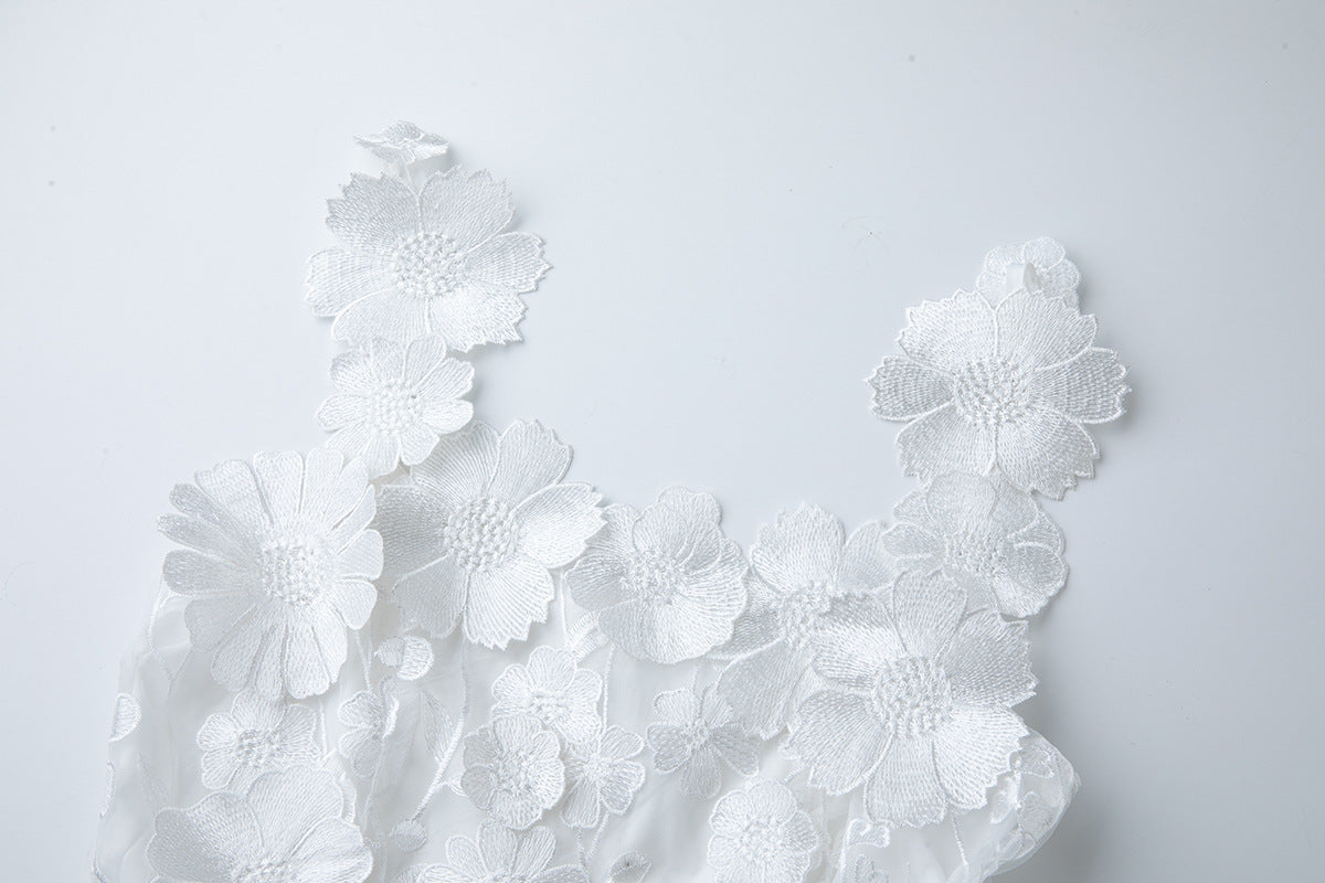 Flowering Girl Women georgia 3d Floral Lace mini Dress in white