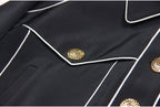Flowering Girl Women amity seven-button black piped-trim jacket