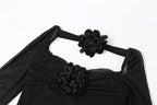 Flowering Girl Women Flower Ruffle Mesh Dress