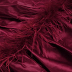 Flowering Girl Women burgundy feather embellished strapless mini dress