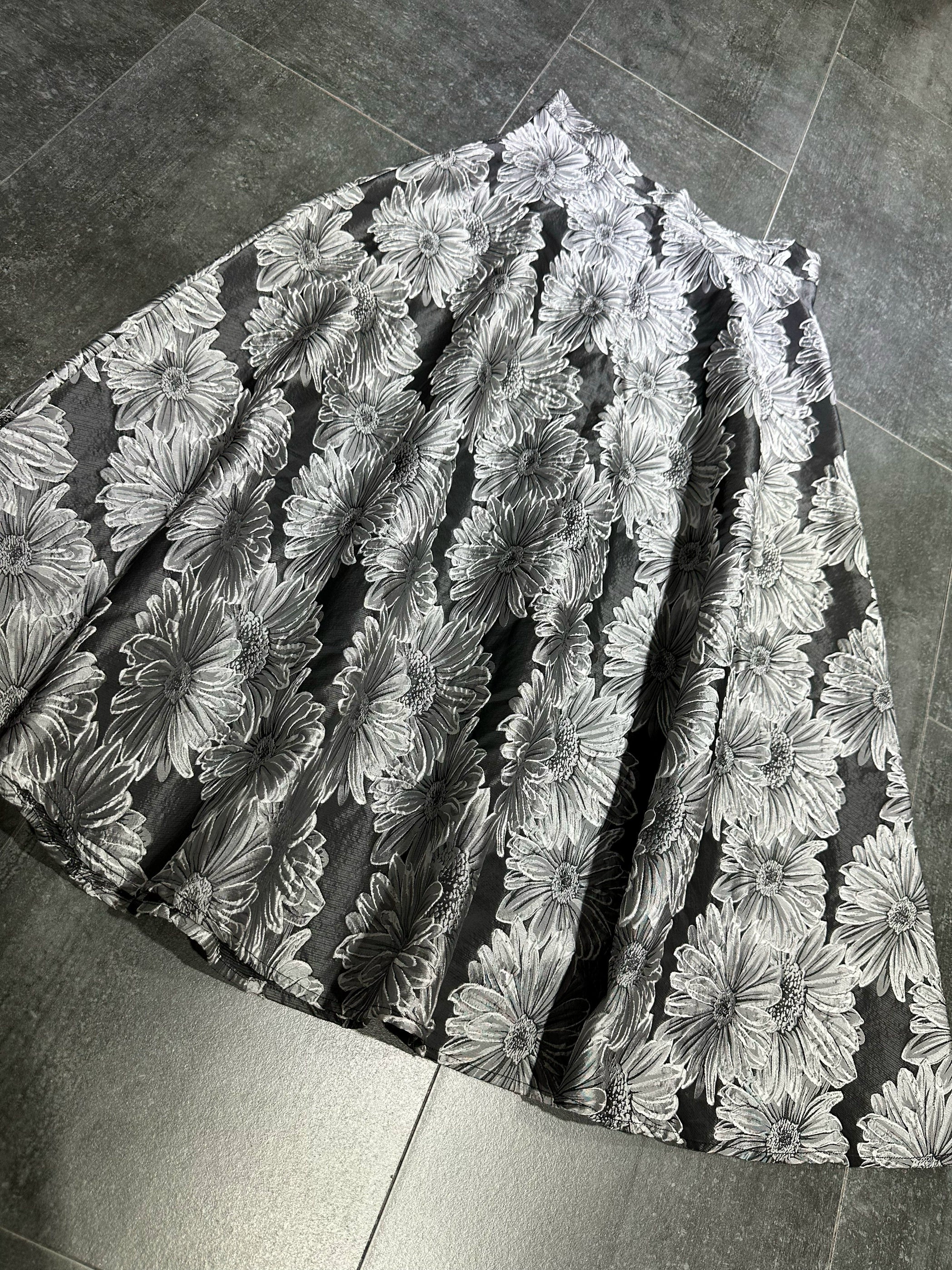 Jacquard High Waist A-Line Midi Skirt