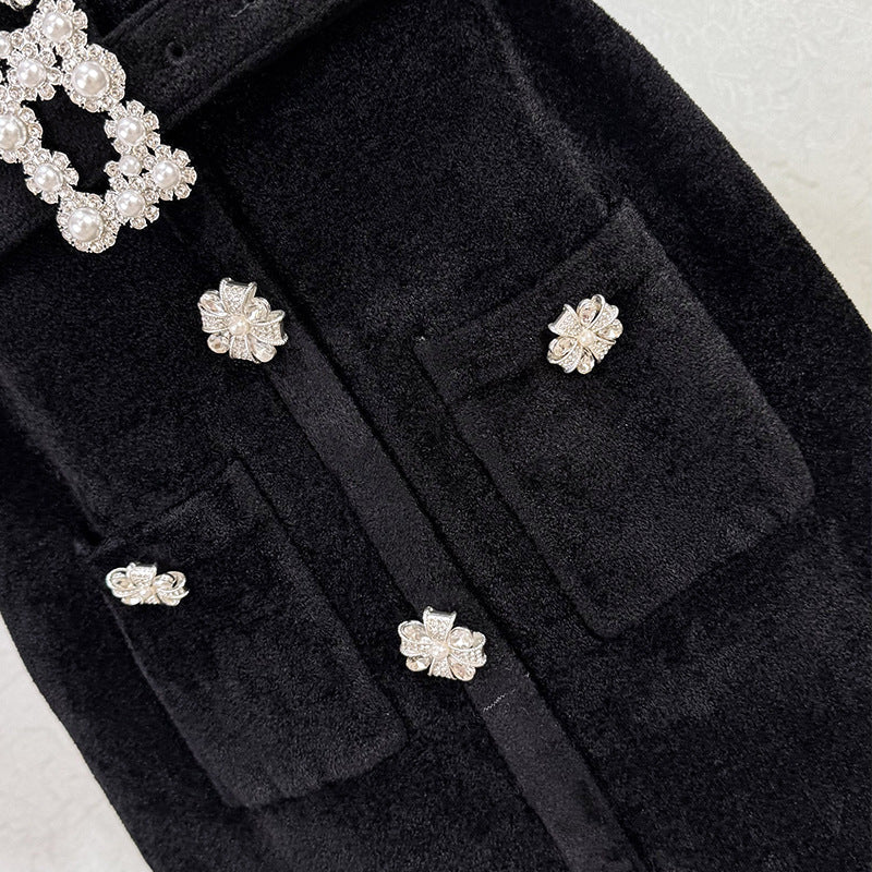Flowering Girl Women Kama Black Chenille Knit Midi Dress