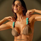 Flowering Girl Women Jewelry embellished String Bikini in Camel