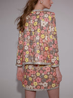 Flowering Girl Women flower Diamond Top Short Skirt in pink
