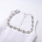 Flowering Girl Women anila square neck crystal embellished mini dress in white