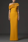 Flowering Girl Women Mesh-paneled beaded rhinestone-embellished maxi dress - yellow