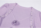 Flowering Girl Women flower knit mini dress in pale purple