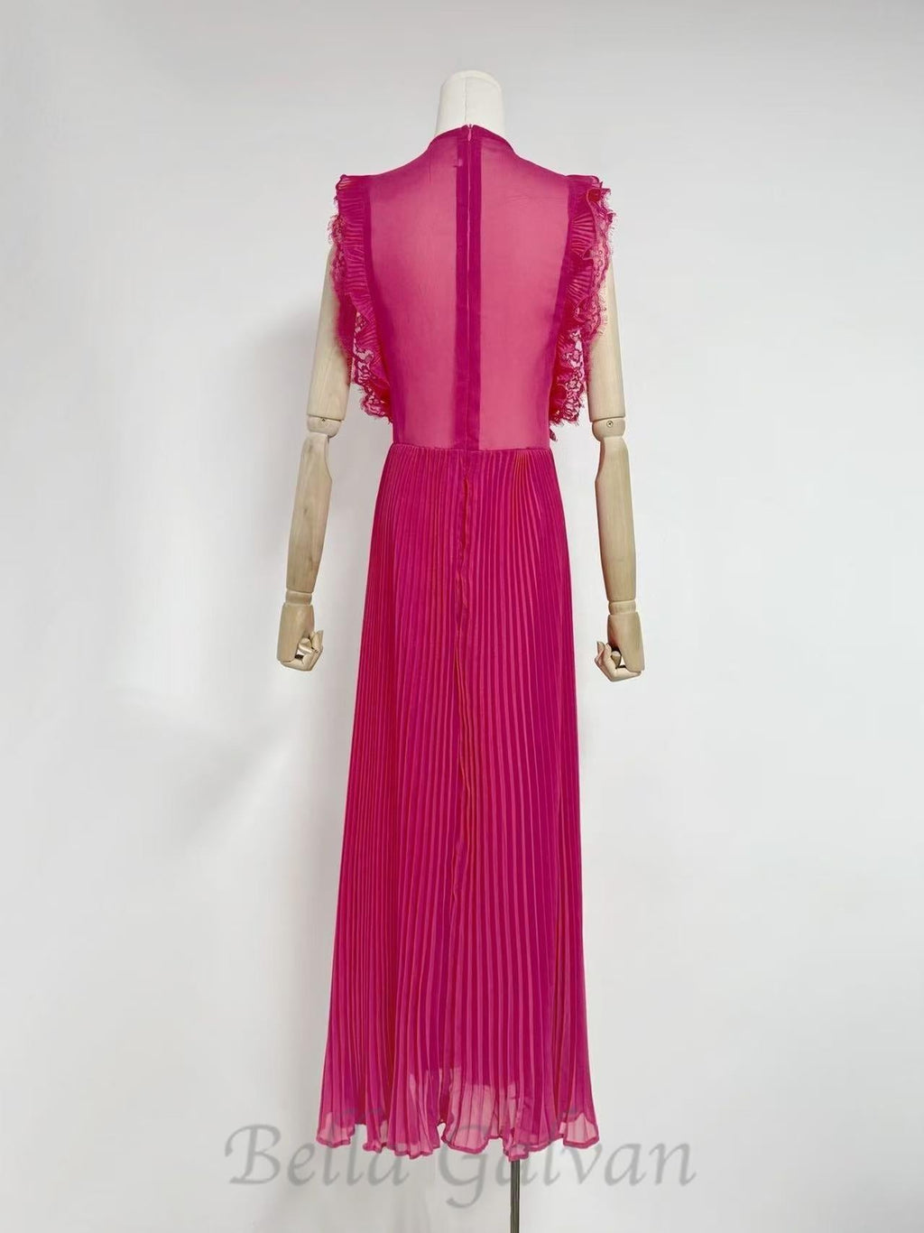 Flowering Girl Women Chiffon Ruffled Maxi Dress in red