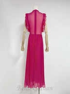 Flowering Girl Women Chiffon Ruffled Maxi Dress in red