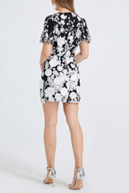Flowering Girl Women Letitia 3d Floral Embroidery Mini Dress In Black